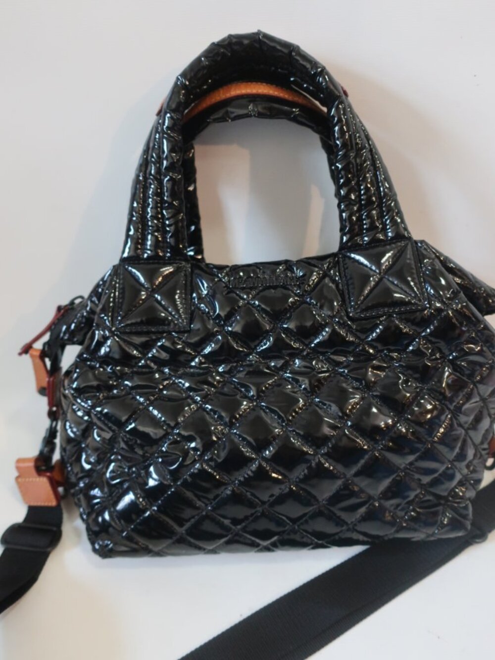 MZ Wallace Black Small Quilted Sutton Deluxe High Gloss Lacquer Finish Bag - Picture 4 of 13